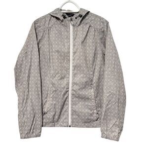 Eddie Bauer Abstract Pattern Long Sleeve Packable Travel Windbreaker Gray Medium